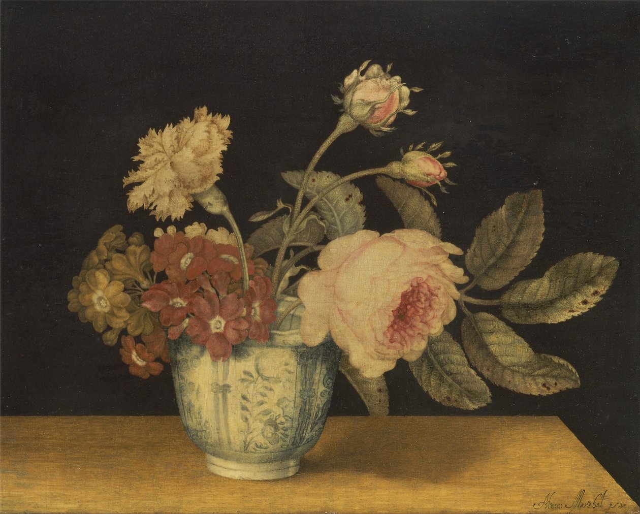 Flores em uma jarra Delft de Alexander Marshal