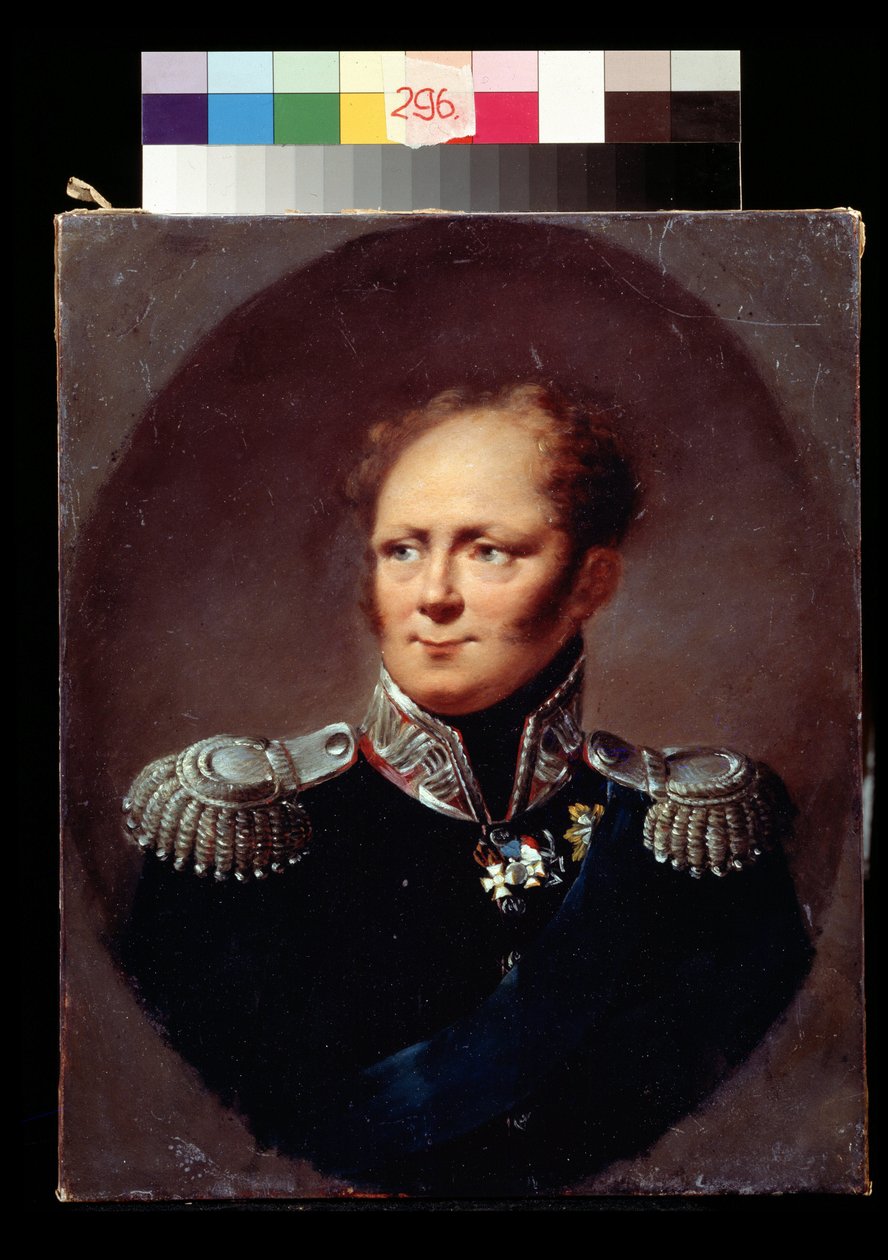 Retrato do imperador Alexandre I. Alexandre I Pavlovich Romanov (1777-1825), imperador da Rússia. Pintura de Alexandre (Alexandre) Molinari (1772-1831). Óleo sobre tela. Museu Pushkin de Belas Artes, Moscou. de Alexander Molinari