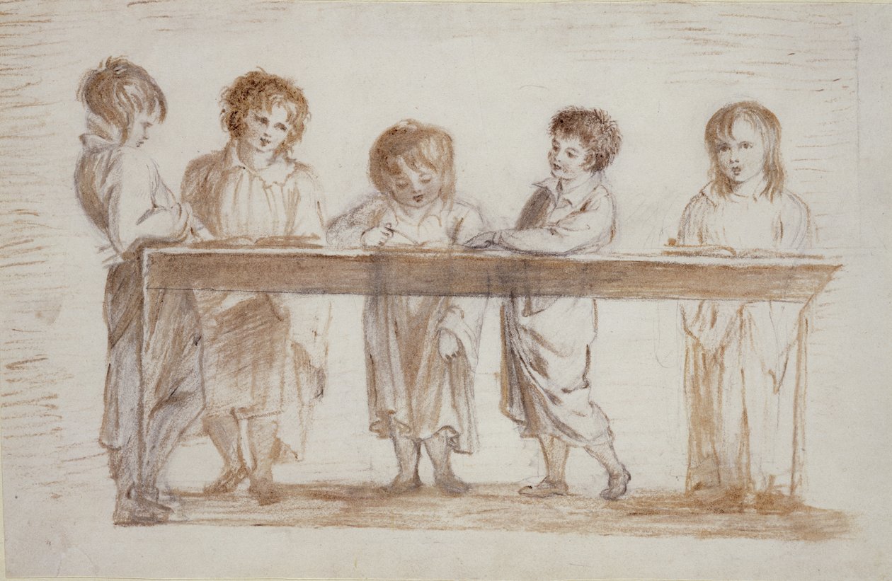 Choirboys (lápis e giz de cera no papel) de Alexander Nasmyth