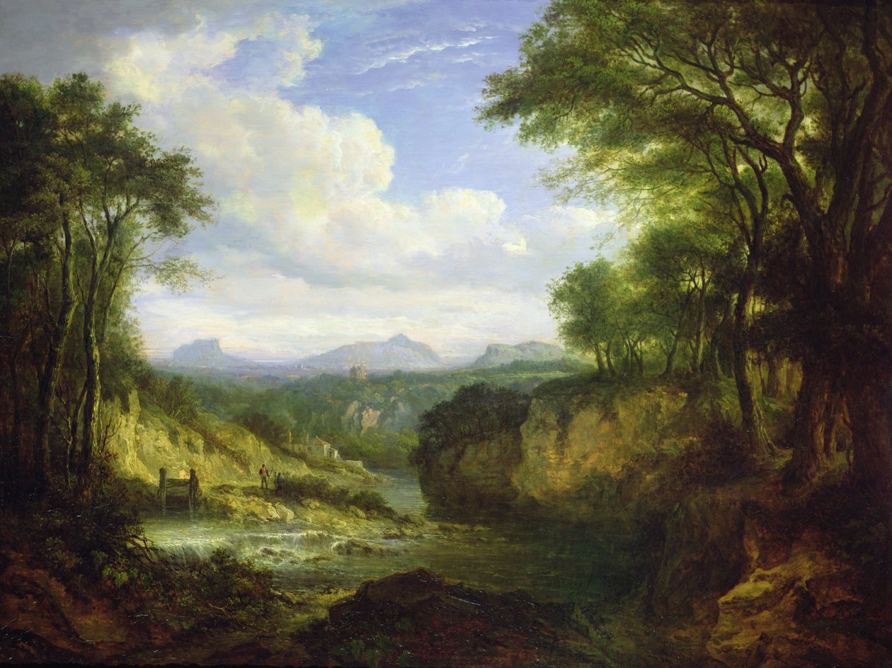 Vista distante de Edimburgo (óleo sobre painel) de Alexander Nasmyth