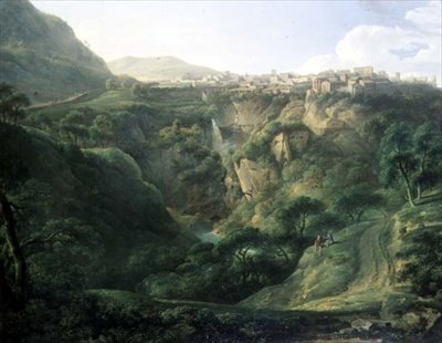 Vila de Hadrian no Tivoli com o Templo de Vesta (óleo sobre tela) de Alexander Nasmyth