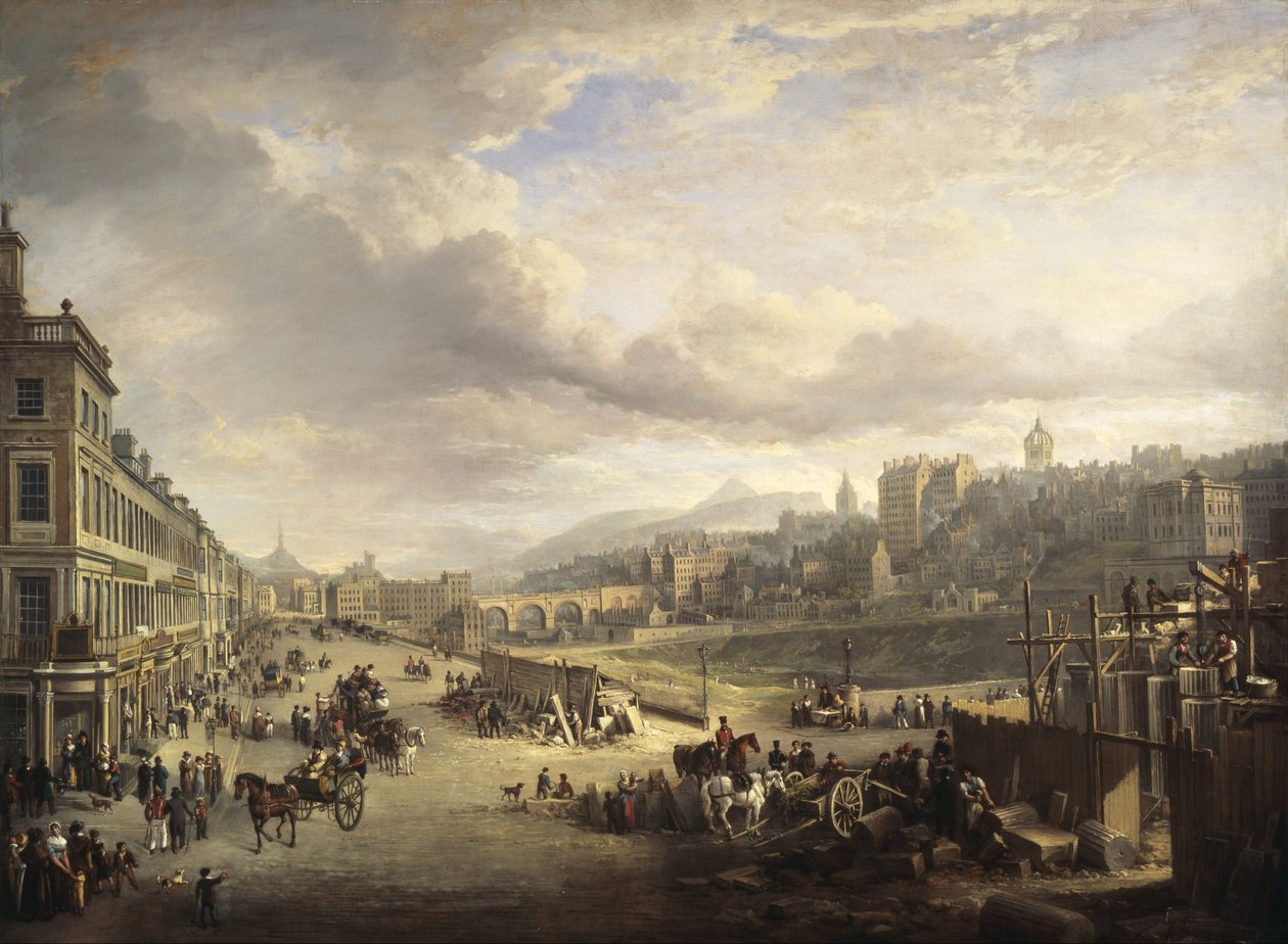 Londres, Princes Street. Início da construção do último edifício principal do "Royal Institution of Great Britain". de Alexander Nasmyth