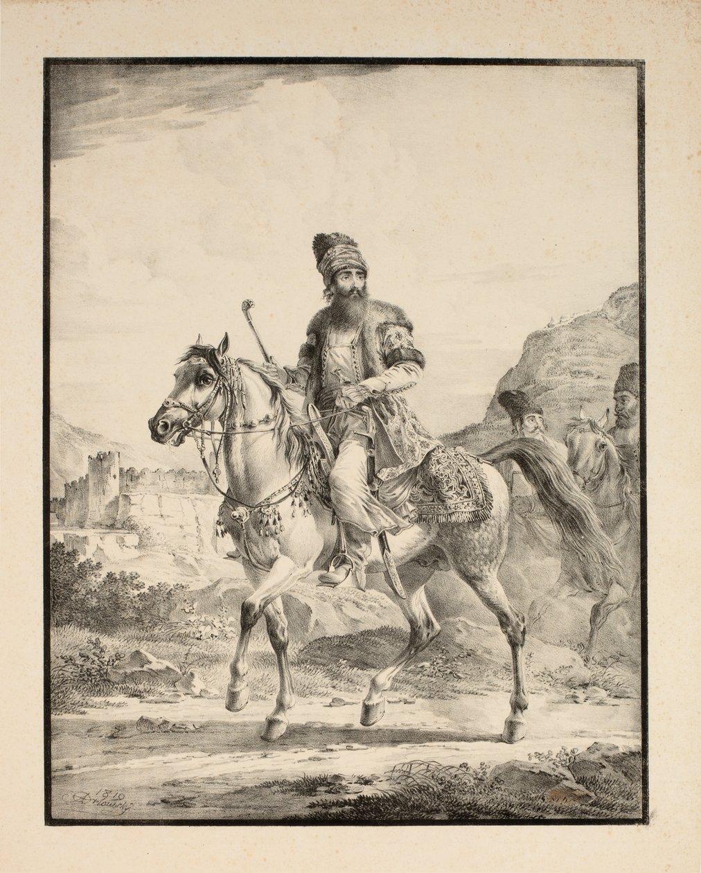 Persa a cavalo, 1820 de Alexander Orlowski