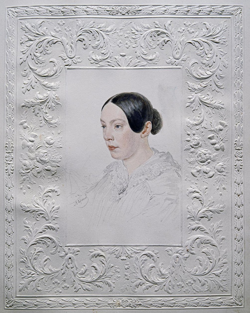 Retrato de Adelaida Alexandrovna Senkovskaya 1800-1858, née Baronesa von Rahl, final da década de 1840 de Alexander Pavlovich Briullov