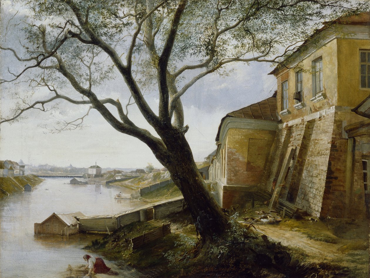 Sobre o rio Yauza em Moscou, 1860 de Alexander Pavlovich Popov