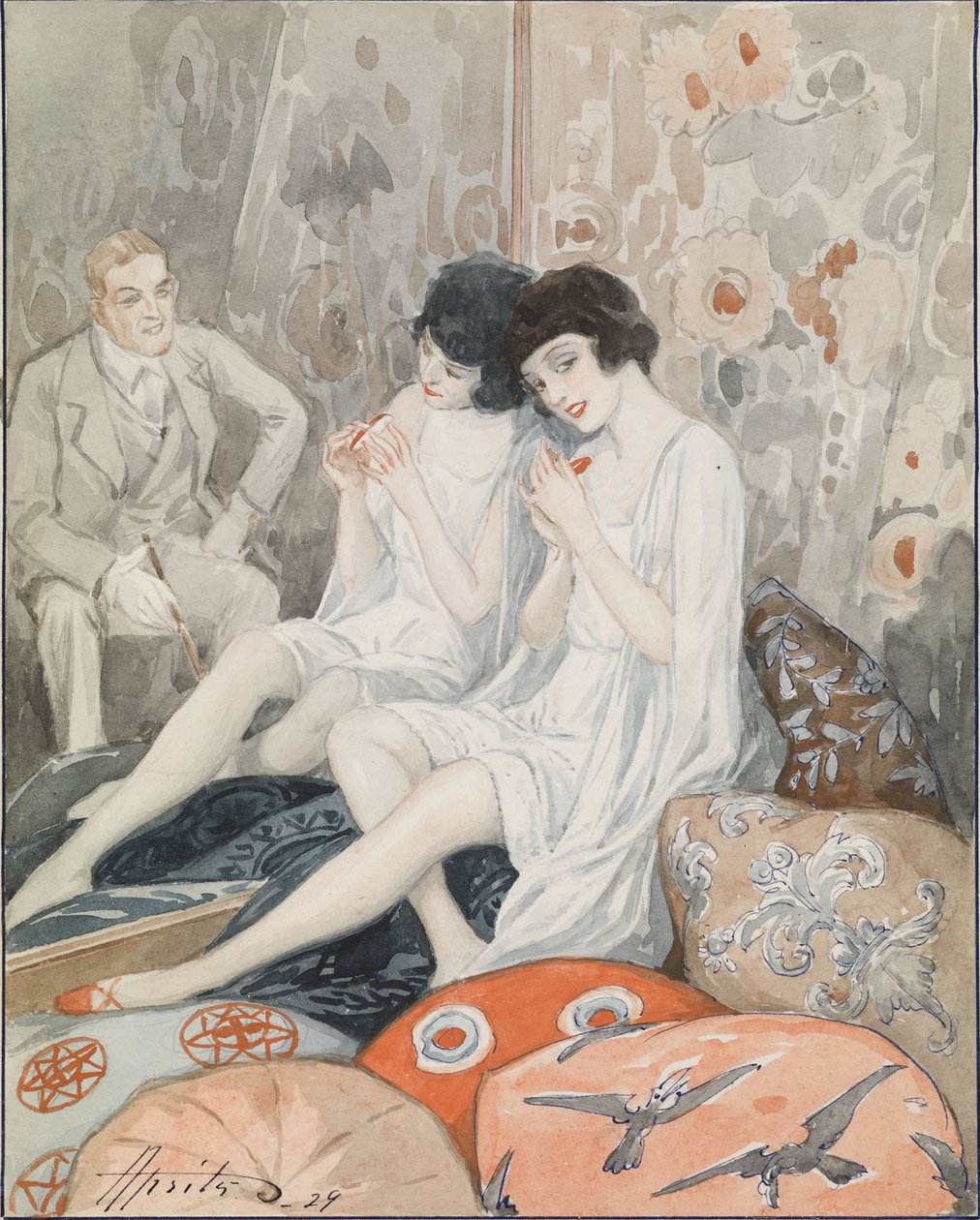 Dama em seu Boudoir, 1929 de Alexander Petrovich Apsit