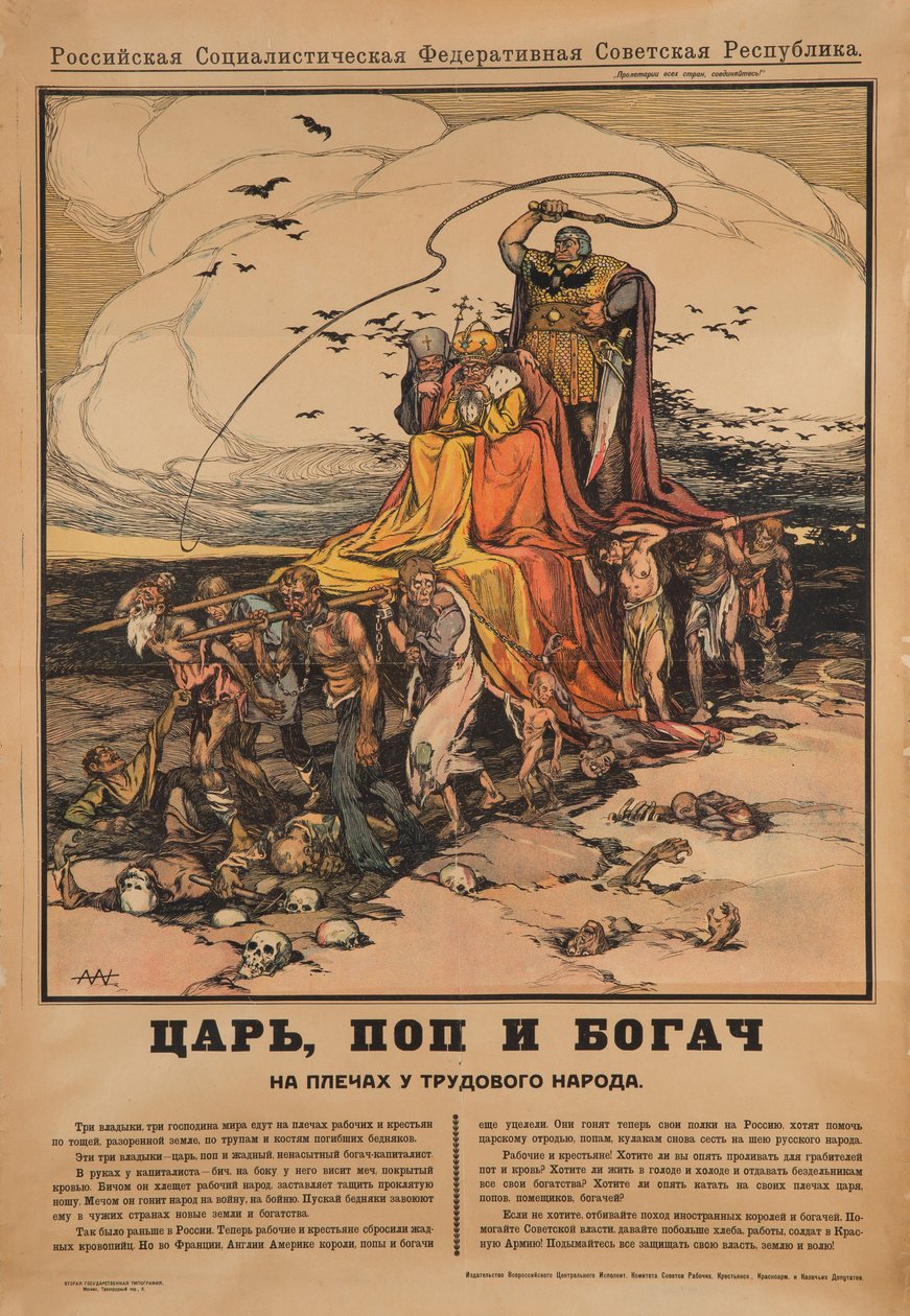 O czar, o sacerdote e o homem rico, 1919 de Alexander Petrovich Apsit