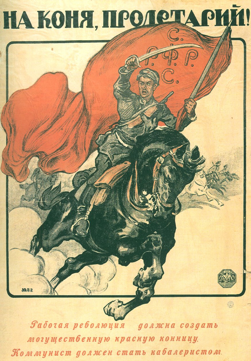 A cavalo, proletário! Poster, 1918 de Alexander Petrovich Apsit