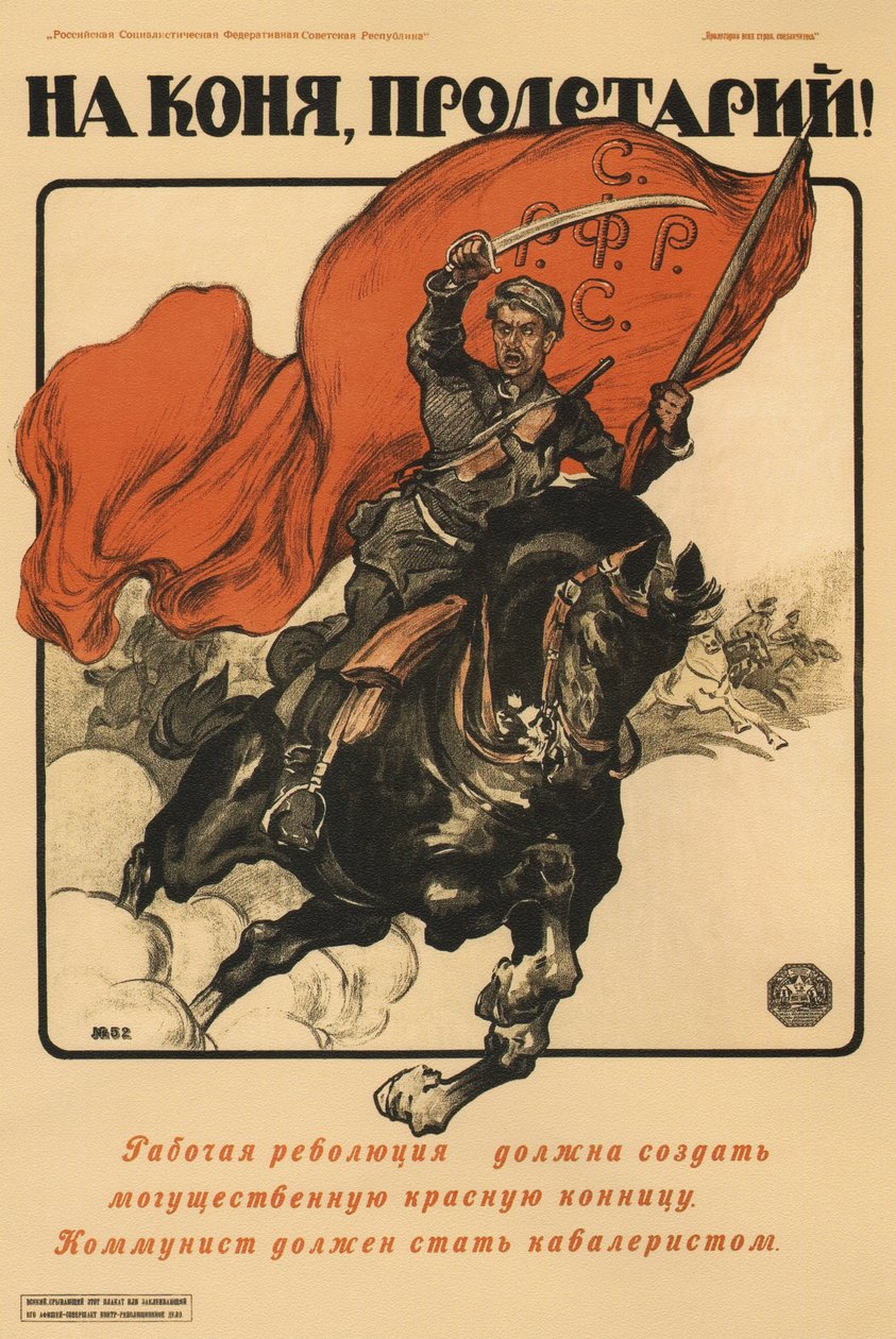 A cavalo, proletário! Poster, 1918 de Alexander Petrovich Apsit