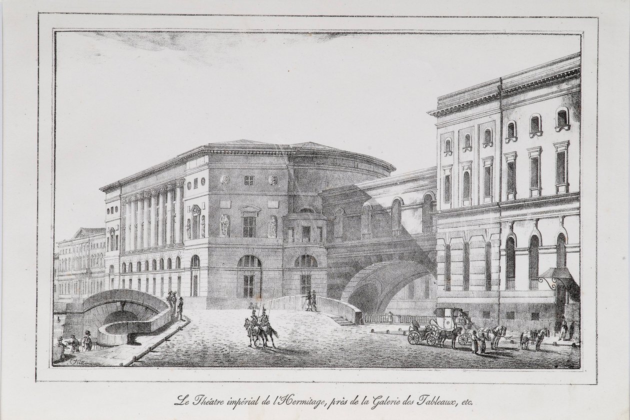 O teatro Hermitage em São Petersburgo Série vistas de São Petersburgo, década de 1820 de Alexander Pluchart