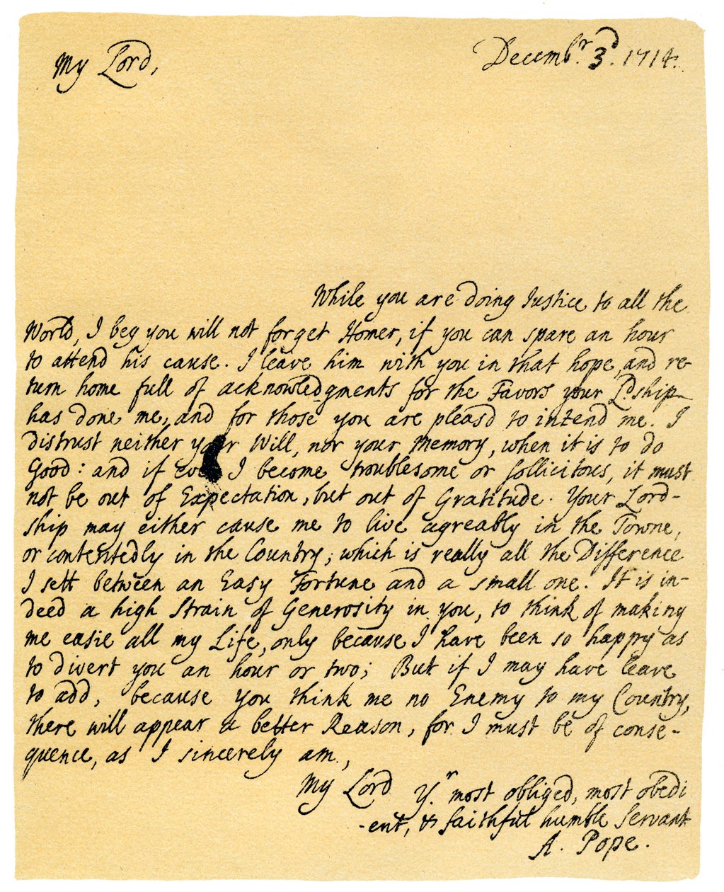 Carta de Alexander Pope a Charles Montagu, 3 de dezembro de 1714. de Alexander Pope
