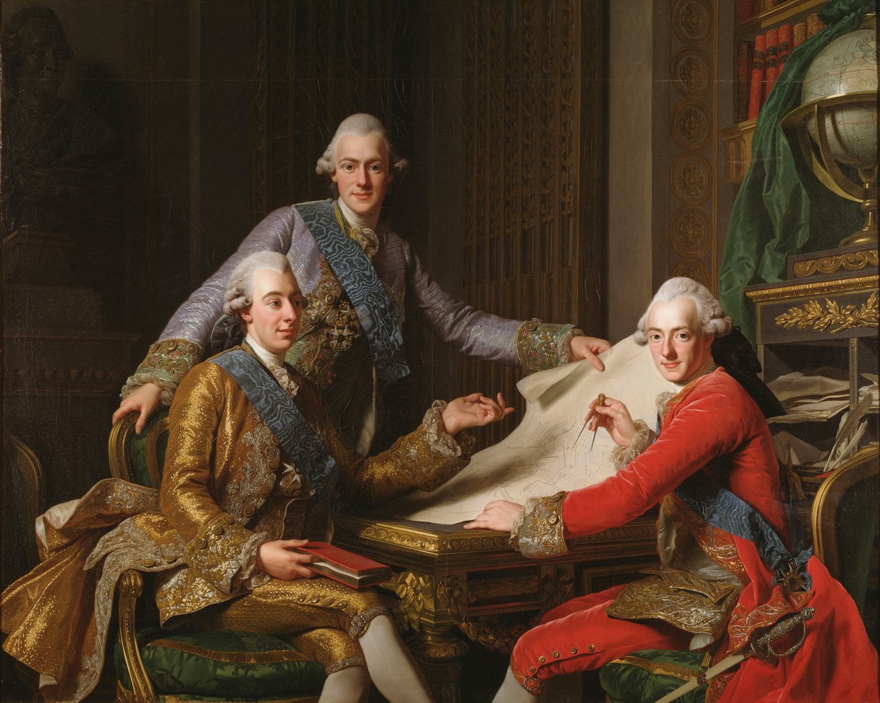 Rei Gustav III da Suécia e seus irmãos, 1771 de Alexander Roslin