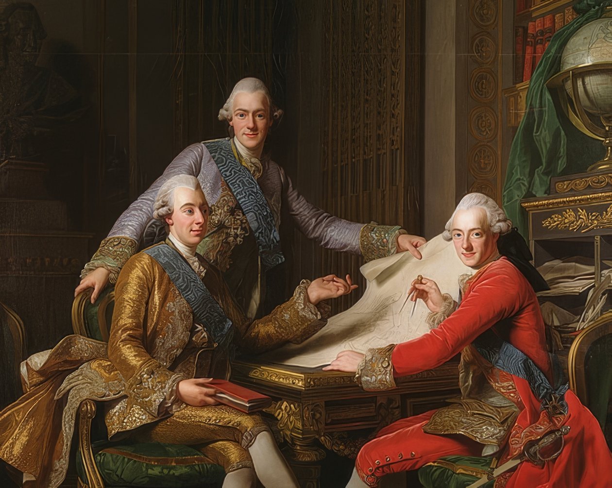 Rei Gustav III da Suécia e seus irmãos. 1771 de Alexander Roslin