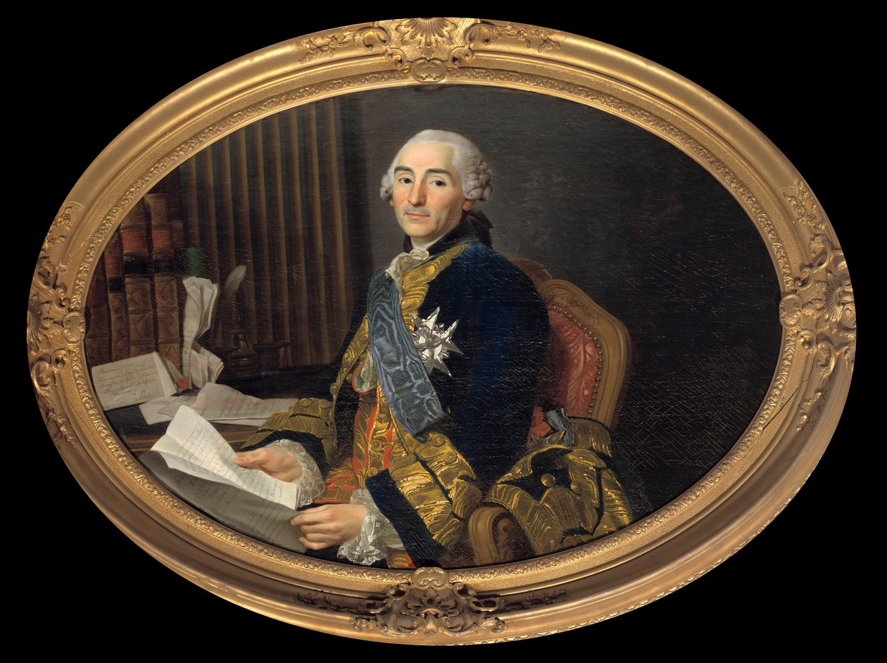 Retrato de César Gabriel (1712-1785) Conde de Choiseul - Chevigny, Duque de Praslin, Ministro dos Negócios Estrangeiros então da Marinha. Pintura de Alexander Roslin (1718-1793). Dim. 0,94 x 1,31 m. Versailles, musee du Chateau. - Retrato de César Gabriel  de Alexander Roslin