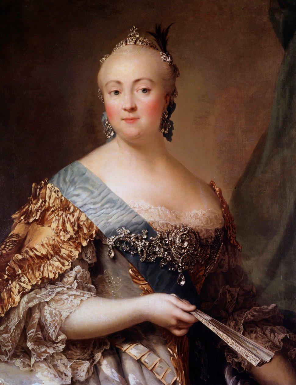 Retrato de Elisabeth Petrovna (1709-1762), Imperatriz da Rússia sob o nome de Elisabeth Iere, filha de Pedro, o Grande. Pintura de Alexander Roslin (1718-1793) Museu Hermitage do século XVIII, São Petersburgo - Retrato de Elisabete Petrovna (1709-1) de Alexander Roslin