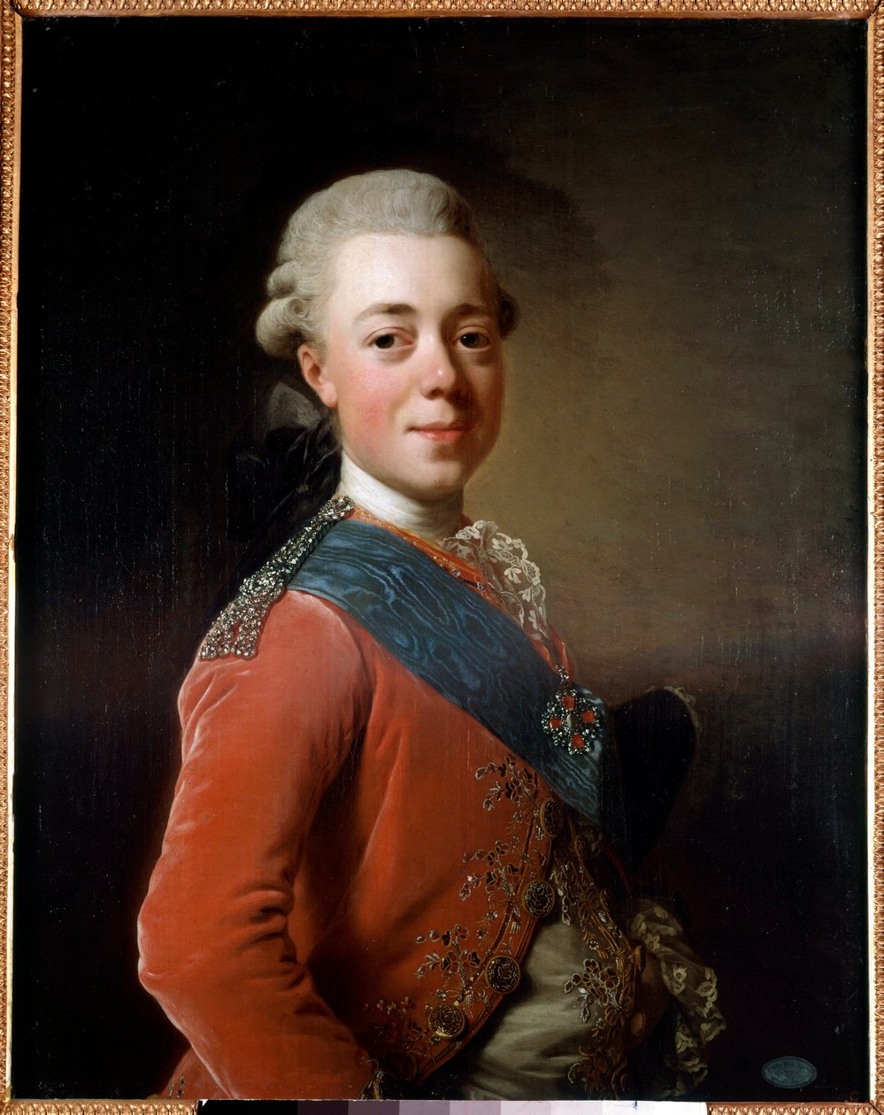 Retrato de Paulo I (1754 - 1801), Imperador da Rússia. Pintura de Alexandre Roslin (1718 - 1793) Ec. Sued. de Alexander Roslin