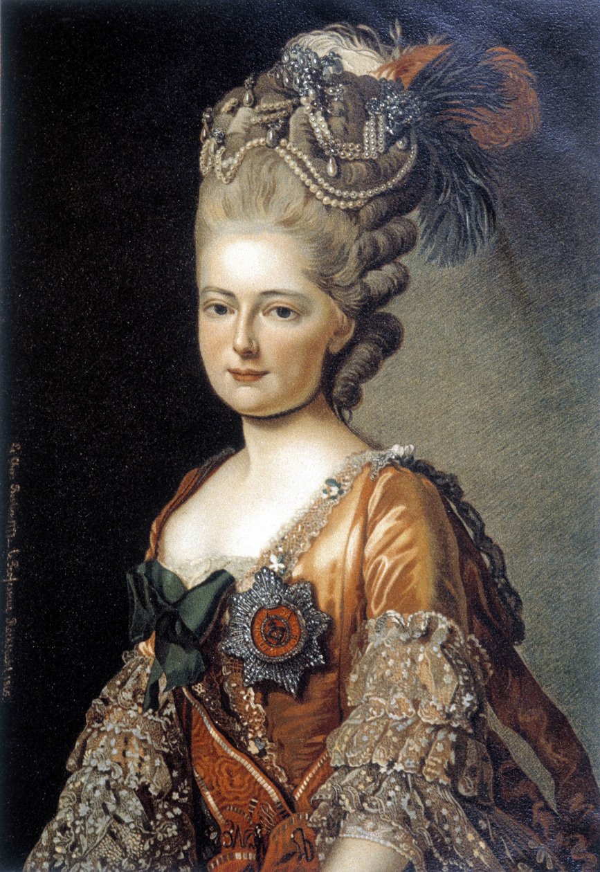 Retrato da grande duquesa russa Mary Feodorovna feito em 1777 pelo pintor sueco Alexander Roslin (1718 - 1793). de Alexander Roslin