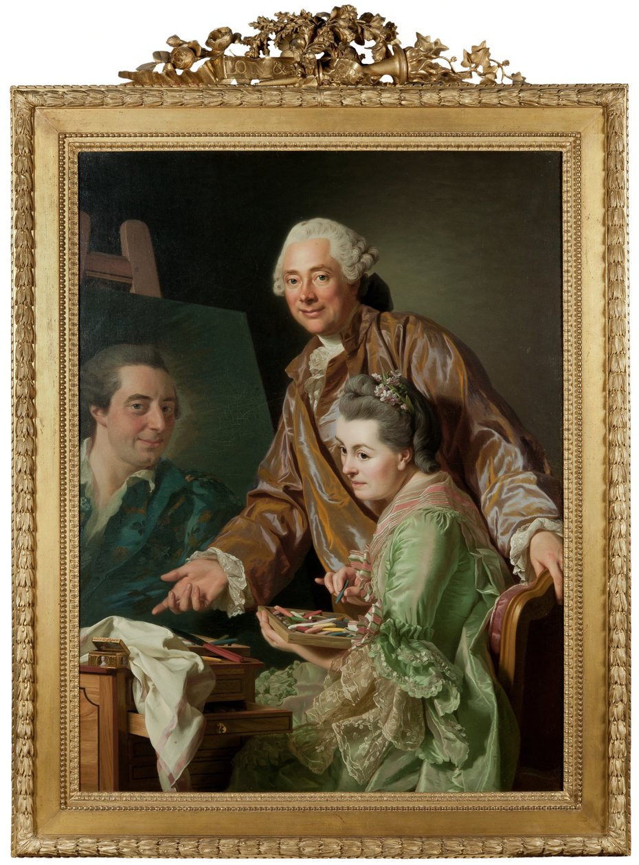 O artista e a sua esposa, Marie Suzanne Giroust, a pintar o retrato de Henrik Wilhelm Peill de Alexander Roslin