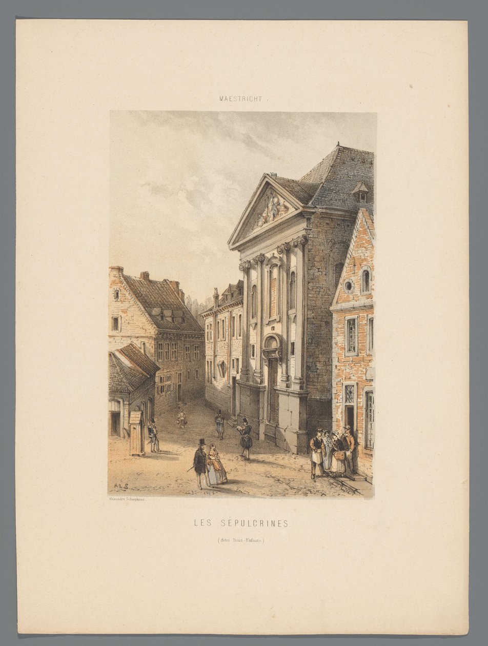 Bonnefantenklooster te Maastricht Os sepulcros (conhecidos como Bons-Enfants) (título no objeto) Monumentos de Maestricht (título da série) de Alexander Schaepkens
