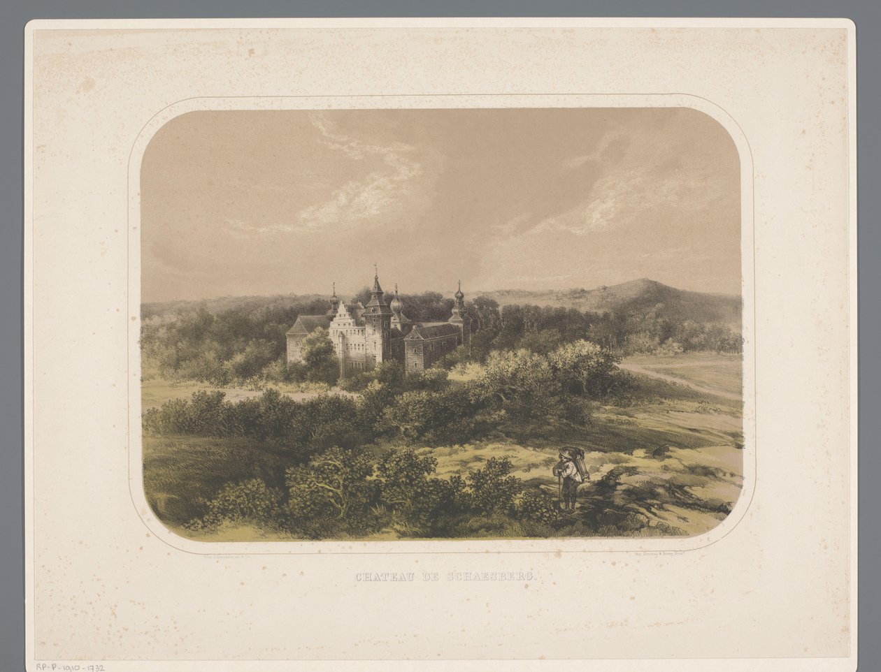 Castelo de Schaesberg Chateau de Schaesberg (título no objeto) Rolduc et ses environs (título da série) de Alexander Schaepkens