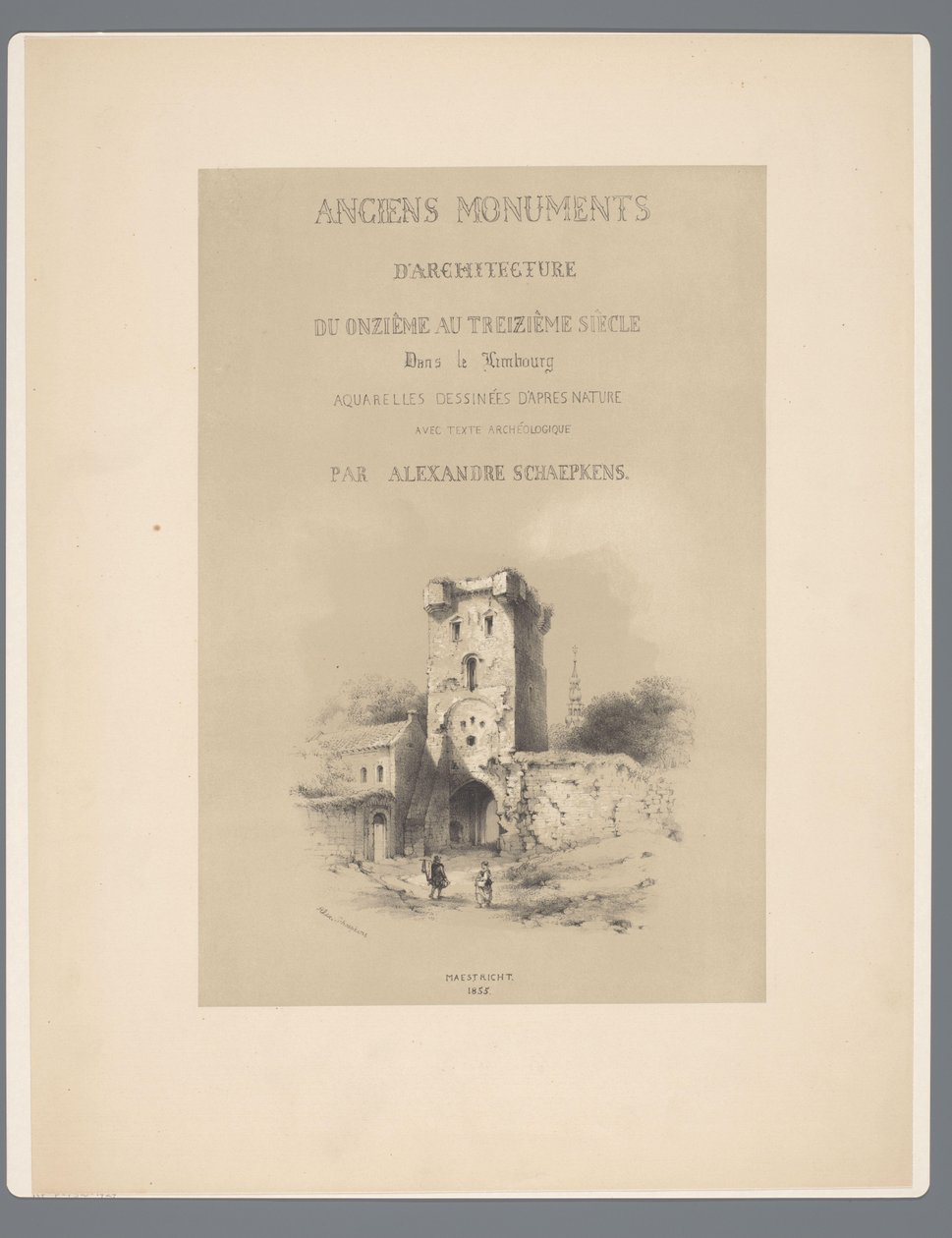 Poort naar Visé te Tongeren
Antigos monumentos arquitectónicos do século XI ao século XIII no Limburgo (título da série sobre o objecto) de Alexander Schaepkens