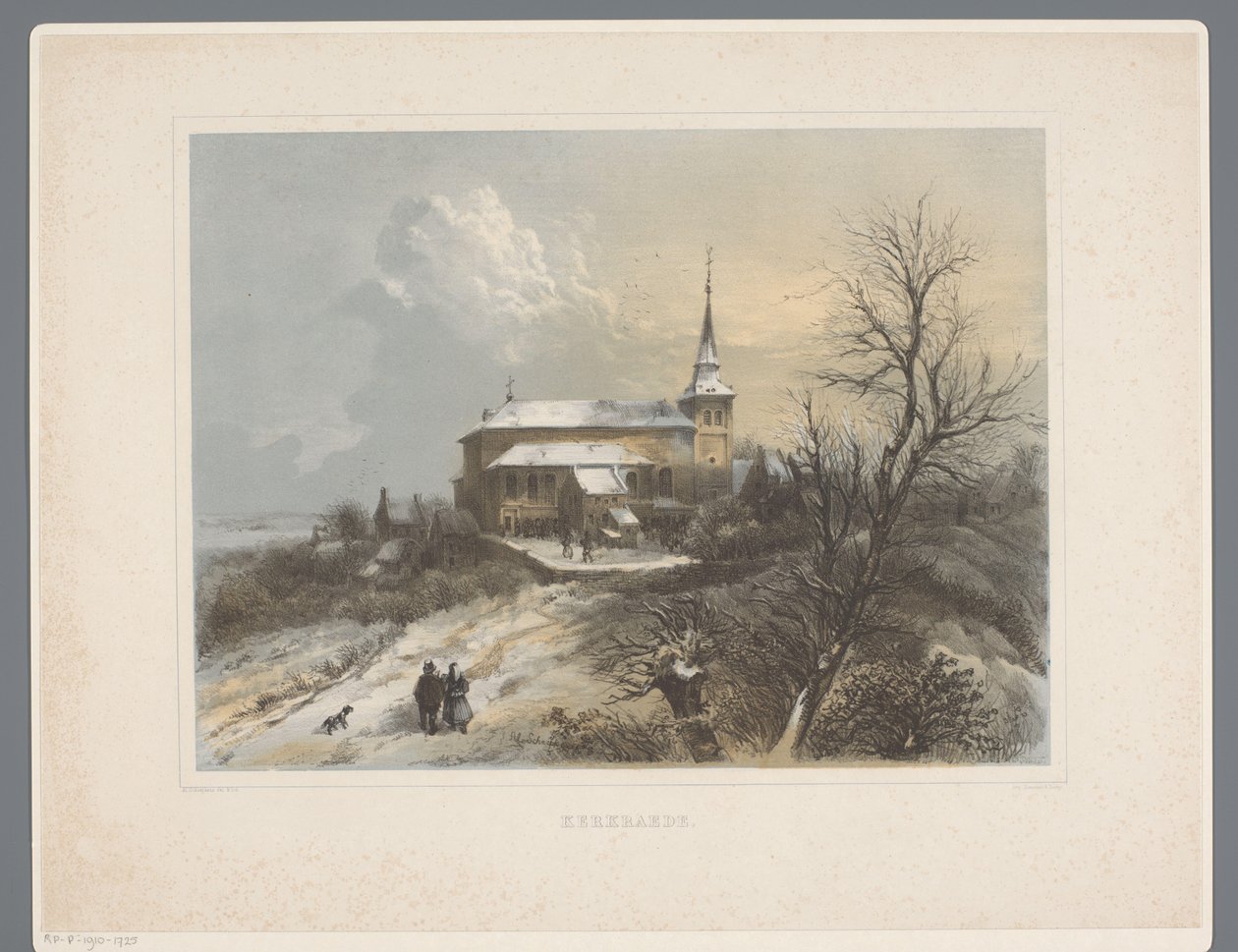 Igreja de Saint Lambert em Kerkrade Kerkrade (título no objeto) Rolduc et ses environs (título da série) de Alexander Schaepkens