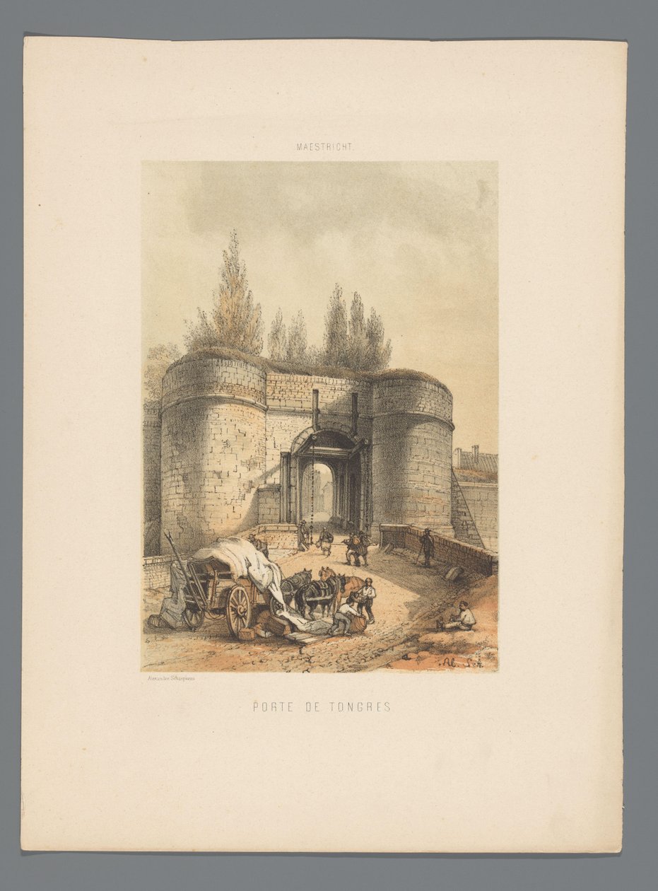 Portão Tongerse em Maastricht Porte de Tongres (título no objeto) Monumentos de Maastricht (título da série) de Alexander Schaepkens