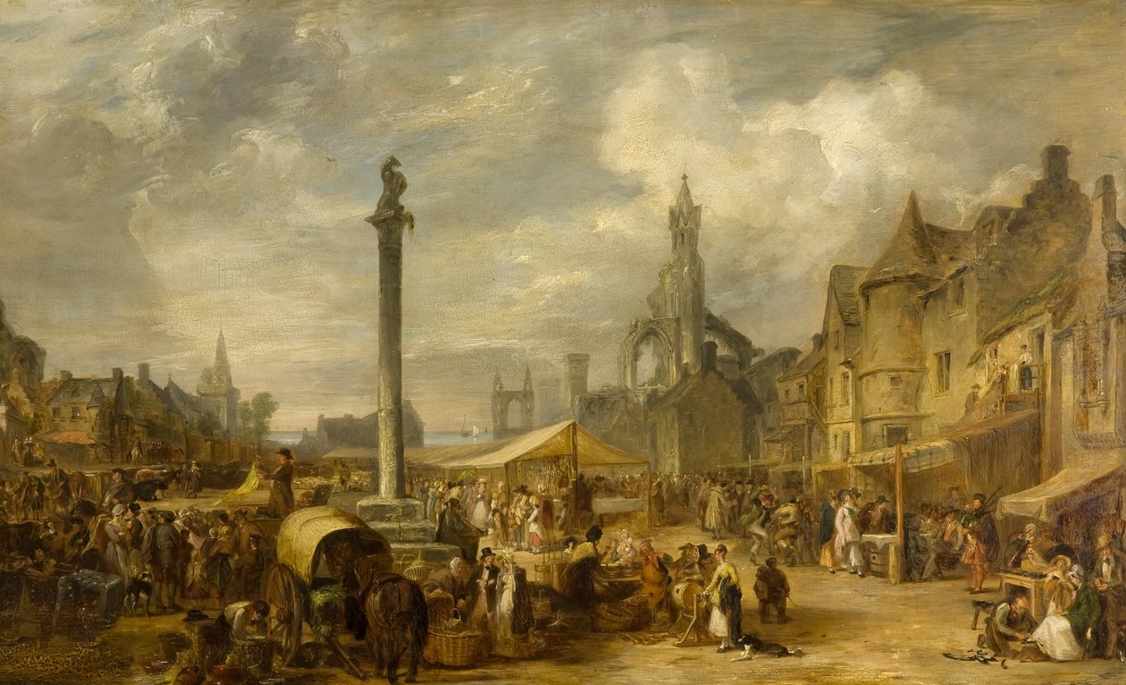 A Scotch Fair, c.1834 (óleo sobre painel) de Alexander Snr Fraser