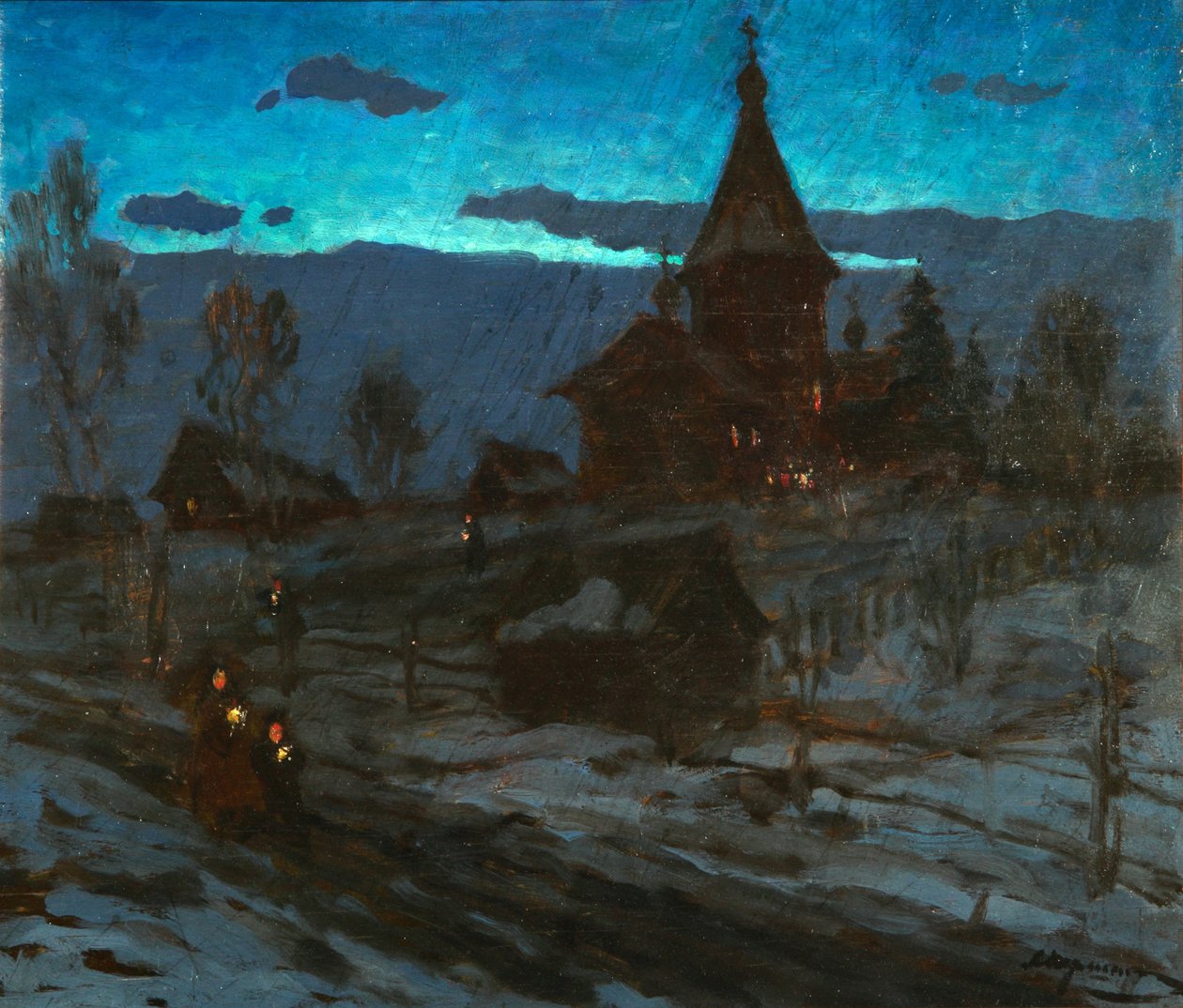 Véspera de Natal, década de 1910 de Alexander Stepanovich Pershin