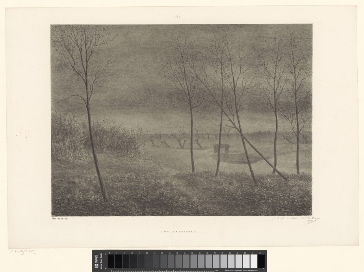 Paisagem à noite Locus Nefastus (título no objeto) de Alexander Ver Huell (signed by artist)