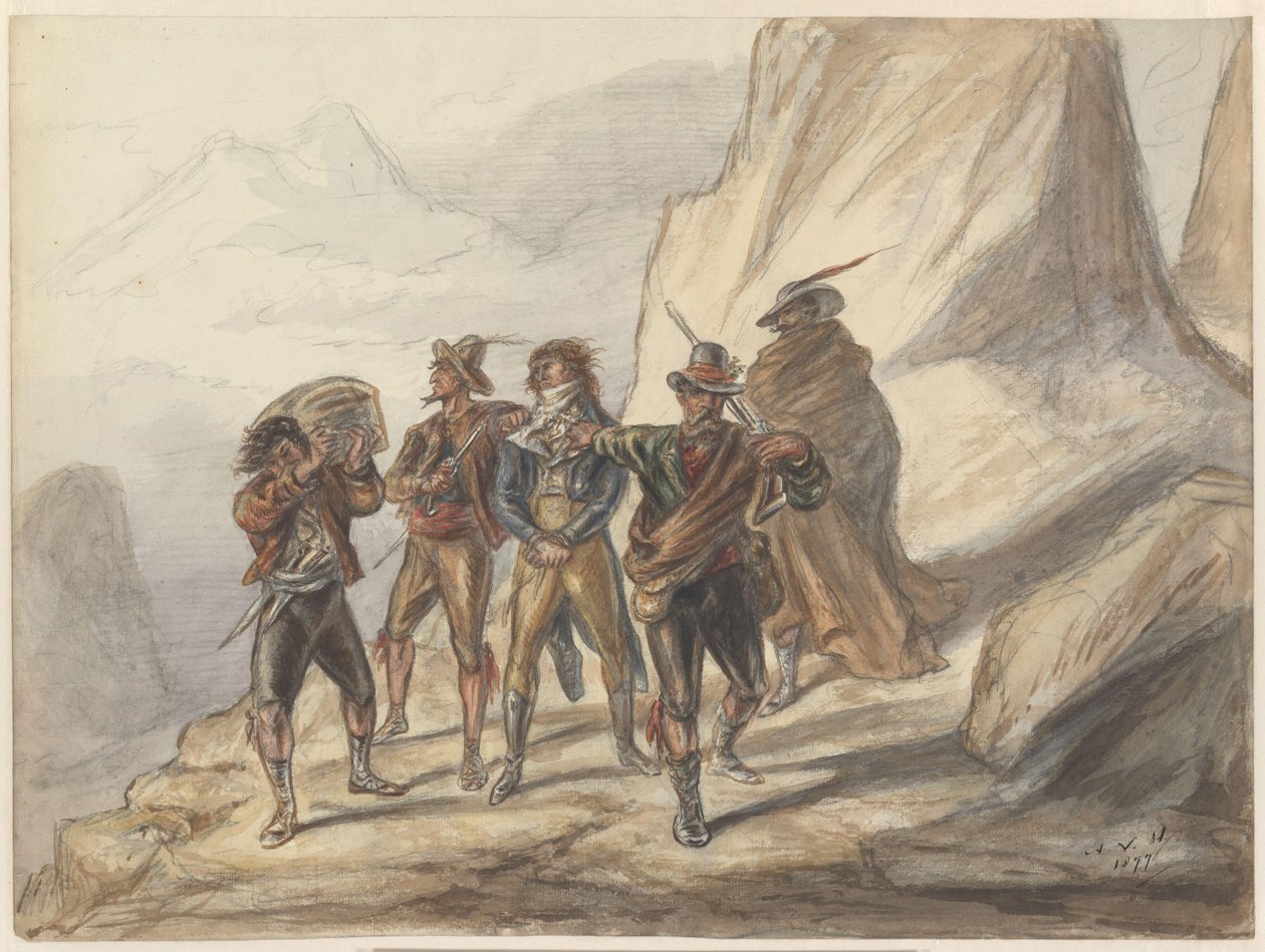 Um roubo numa paisagem de montanha de Alexander Ver Huell