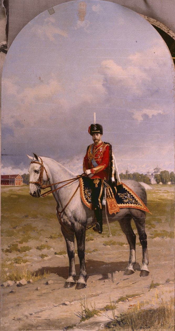 Retrato do imperador Nicolau II 1868-1918, 1908 de Alexander Vladimirovich Makovsky