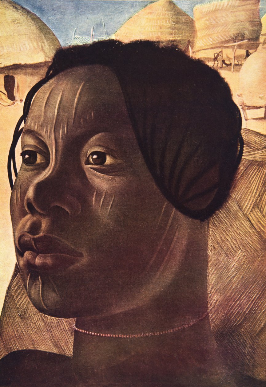 Aoua, mulher Banda (Ialinga), de Cartoons and Paintings of Africa, executada durante a expedição Citroen Centre Afrique, segunda missão Haardt Audouin-Dubreuil, pub. Paris, 1927 de Alexander Yakovlev