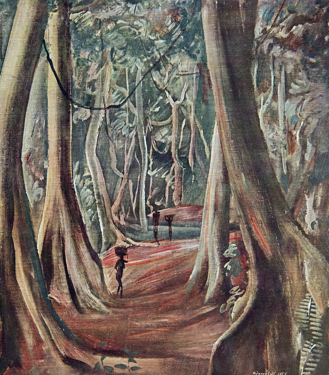 Na Grande Floresta, de Cartuns e Pinturas da África, executado durante a expedição Citroen Centre Afrique, segunda missão Haardt Audouin-Dubreuil, pub. Paris, 1927 de Alexander Yakovlev