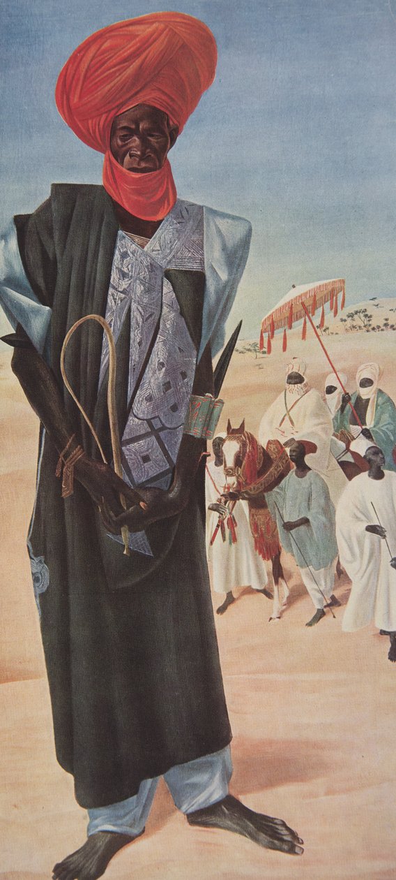 Magemma, chefe da cavalaria do Sultão Sery Ussa de Maradi, território do Níger, de desenhos e pinturas da África, executado durante a expedição do Citroen Centre Afrique, segunda missão Haardt Aud de Alexander Yakovlev