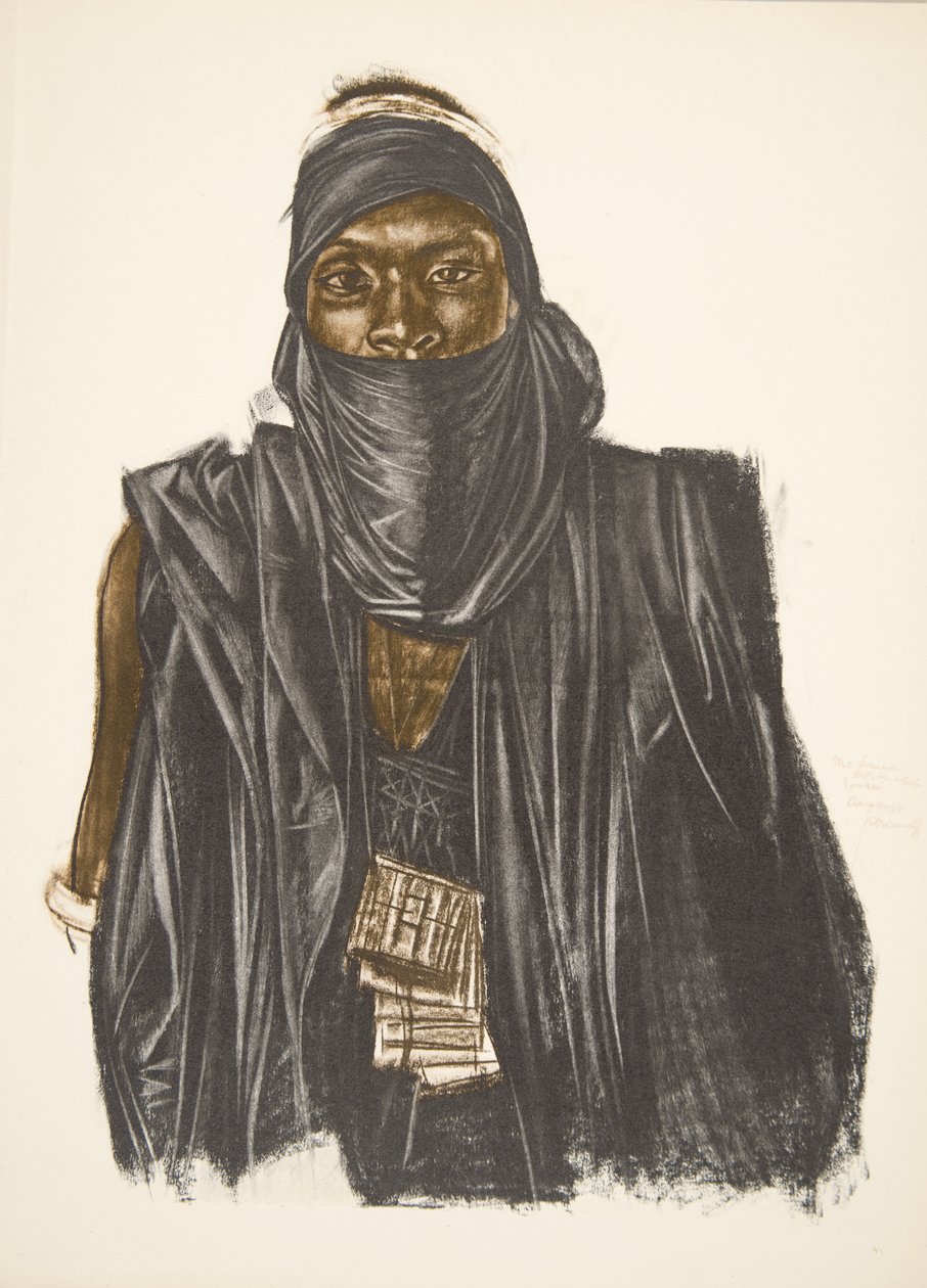 Mahoma, raça Songhai (Ansongo), de Cartoons and Paintings of Africa, executada durante a expedição Citroen Centre Afrique, segunda missão Haardt Audouin-Dubreuil, pub. Paris, 1927 de Alexander Yakovlev