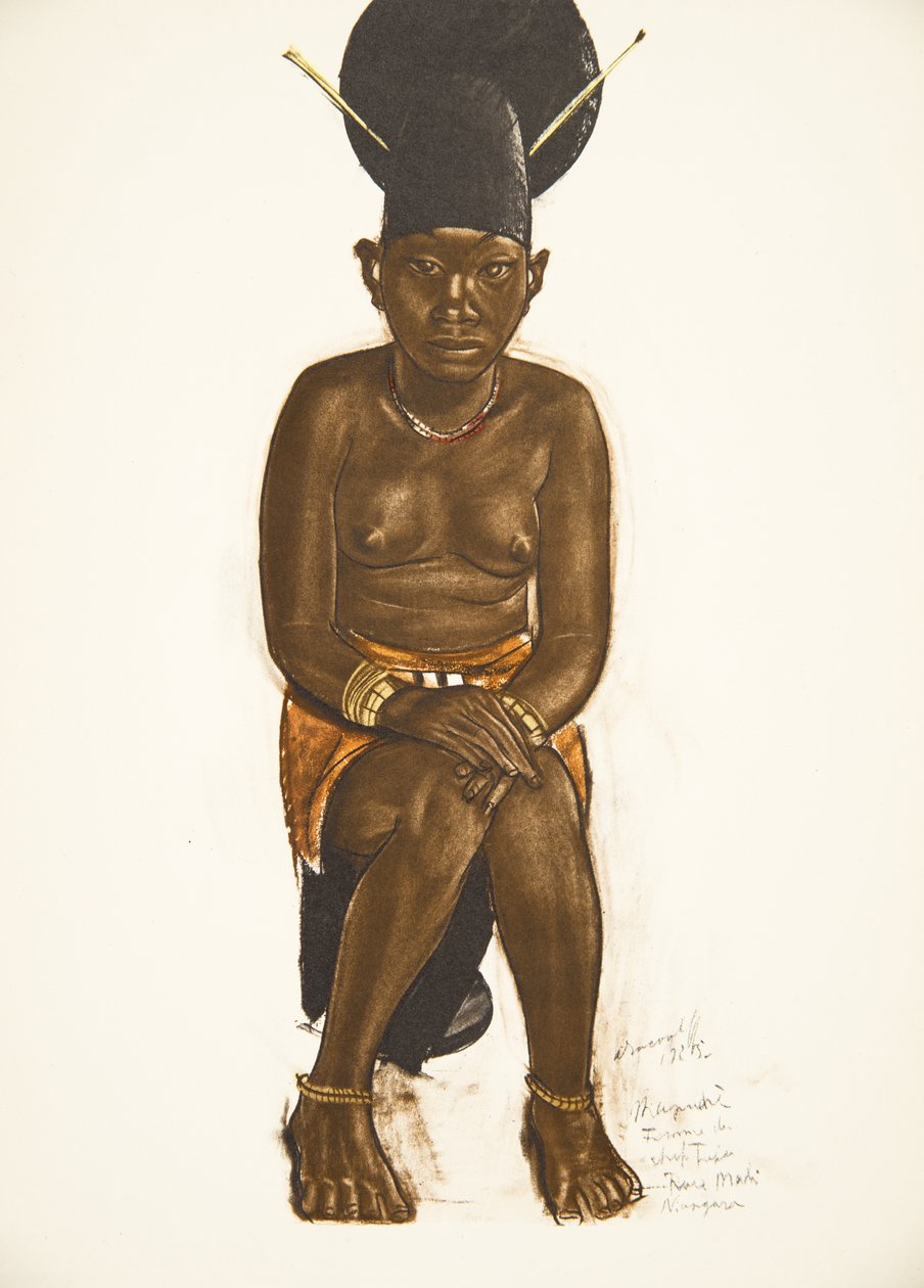 Napudre, esposa de Tuba (Niangara) Haut Ouelle, de Cartoons and Paintings of Africa, executada durante a expedição do Citroen Centre Afrique, segunda missão Haardt Audouin-Dubreuil, pub. Paris, 1927 ( de Alexander Yakovlev