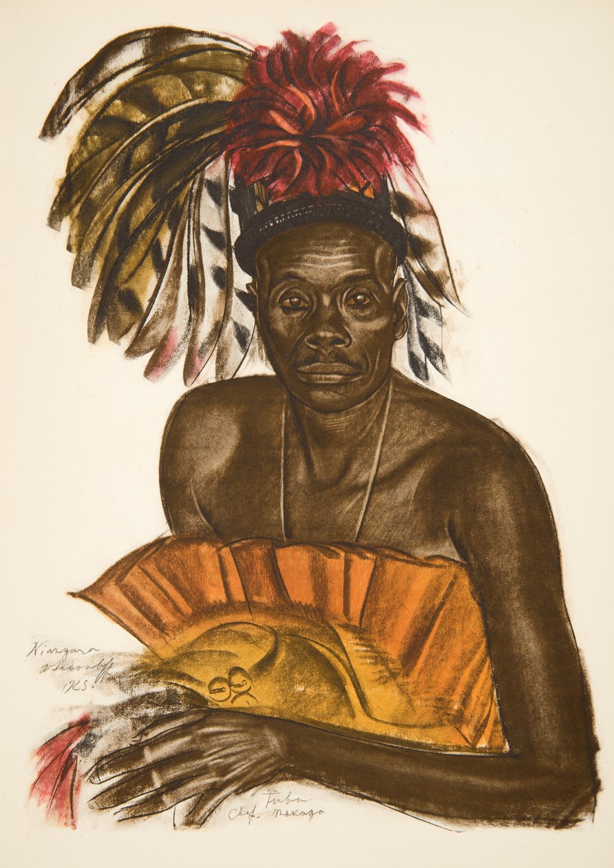 Tuba, Chefe Matchaga (Niangara (Alto Ouelle), de desenhos animados e pinturas da África, executado durante a expedição Citroen Centre Africa, segunda missão Haardt Audouin-Dubreuil, Paris, 1927 (co de Alexander Yakovlev