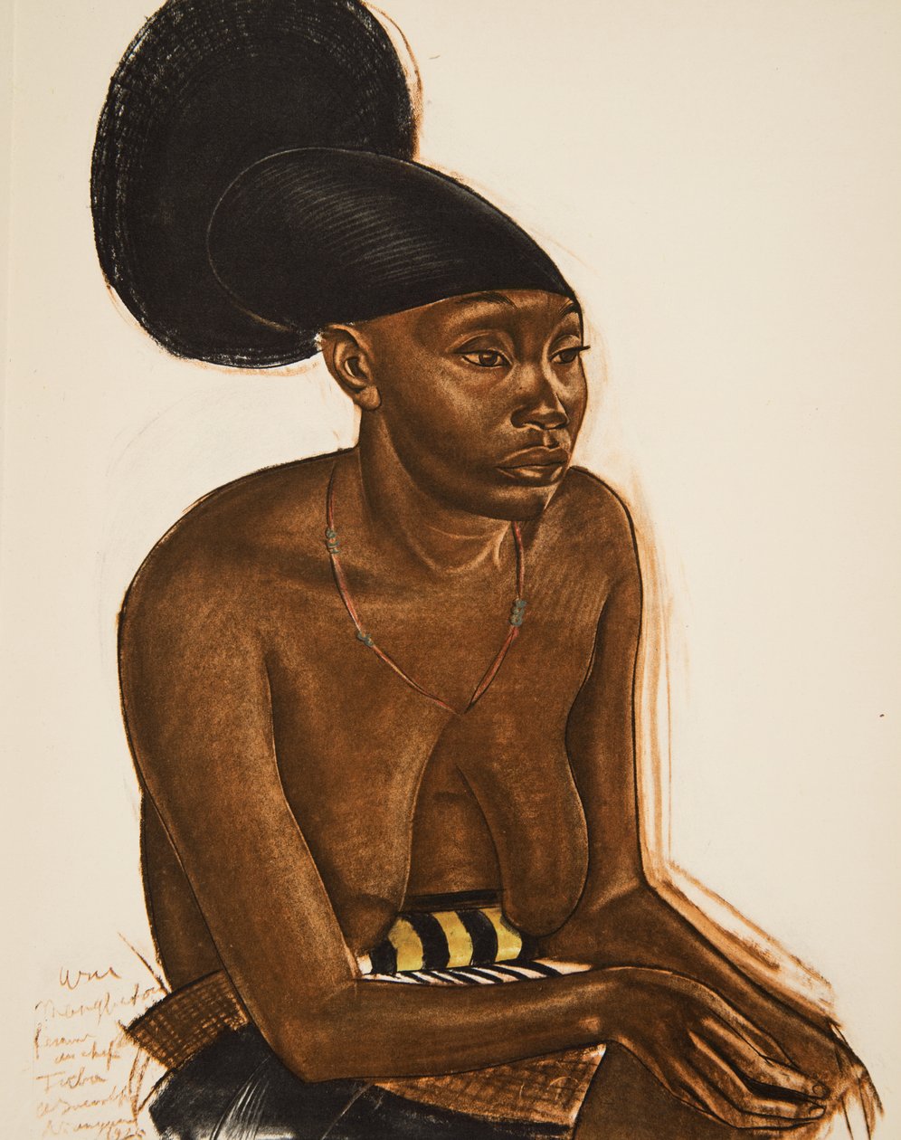 Uru, o Mangbeou (Niangara) haut Ouelle, de Cartoons and Paintings of Africa, executado durante a expedição Citroen Centre Afrique, segunda missão Haardt Audouin-Dubreuil, pub. Paris, 1927 (cor de Alexander Yakovlev