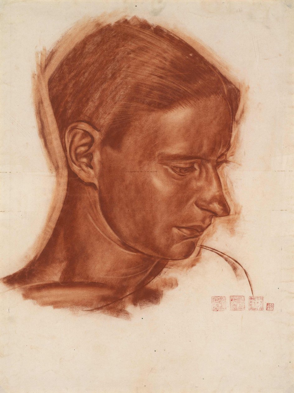 Retrato do artista Vasily Shukhaev 1887-1973, final da década de 10 de Alexander Yevgenyevich Yakovlev