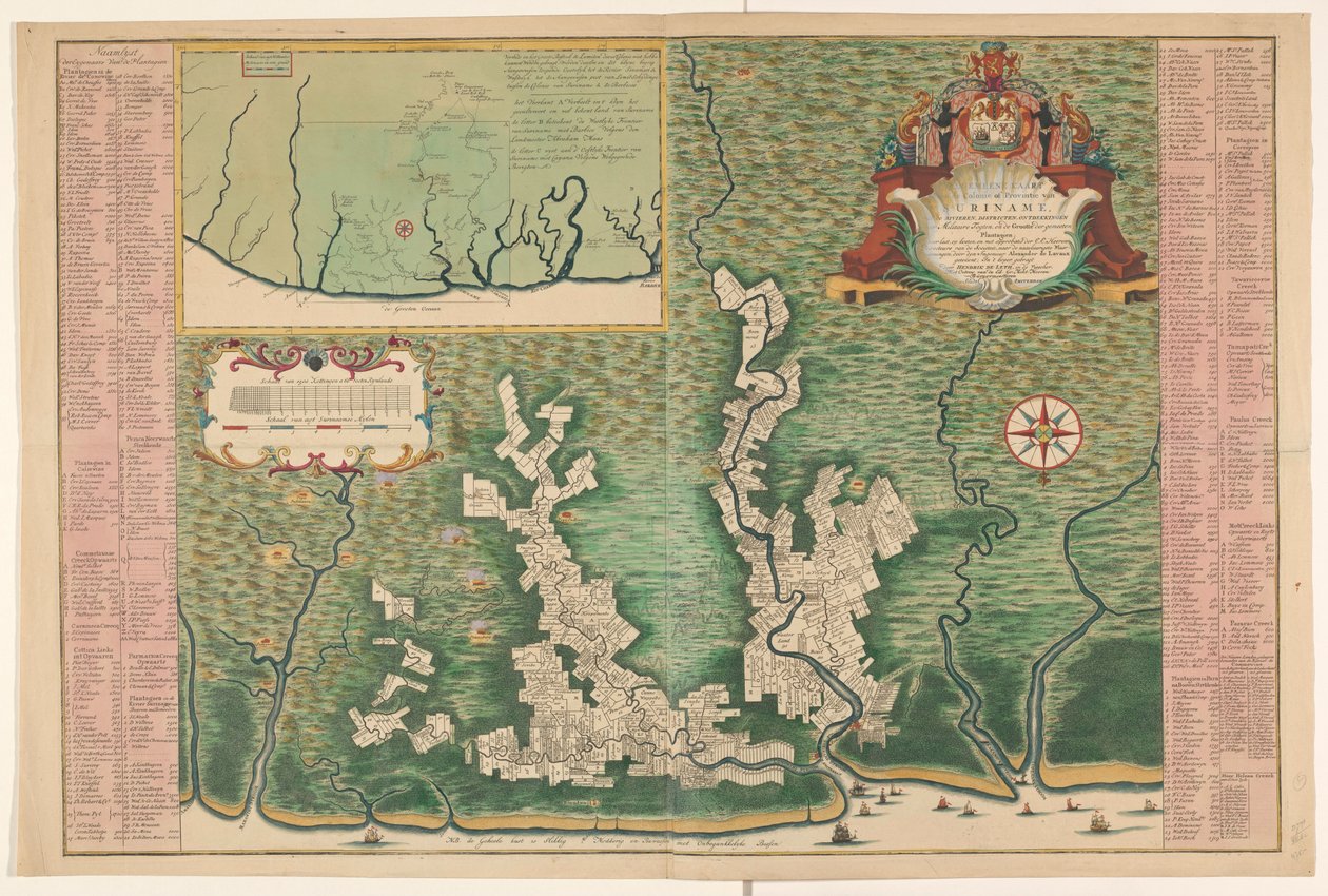 Mapa geral do Suriname Mapa geral da Colônia ou Província do Suriname: com os rios, distritos, descobertas por expedições militares e o tamanho das plantações medidas / por encomenda, por conta e com aprovação de E.E. Diretor de Heeren de Alexander de Lavaux