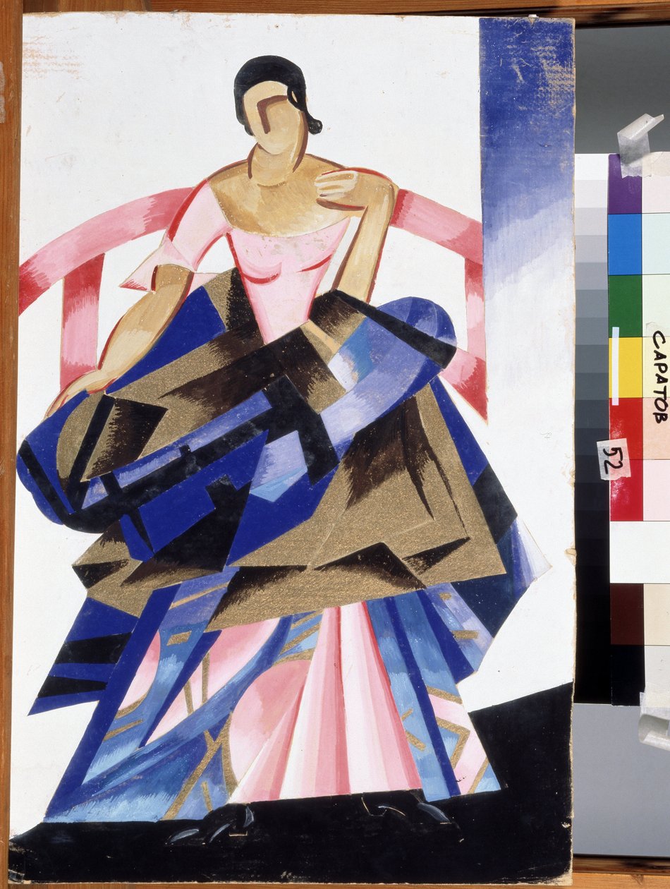 Fantasia para a personagem de Julieta na peça "Romeu e Julieta" de William Shakespeare. Gouache por Alexandra Alexandrovna Exter (1882-1949) 1921 Estado A. Museu de Arte Radishchev, Saratov de Alexandra Alexandrowna Exter