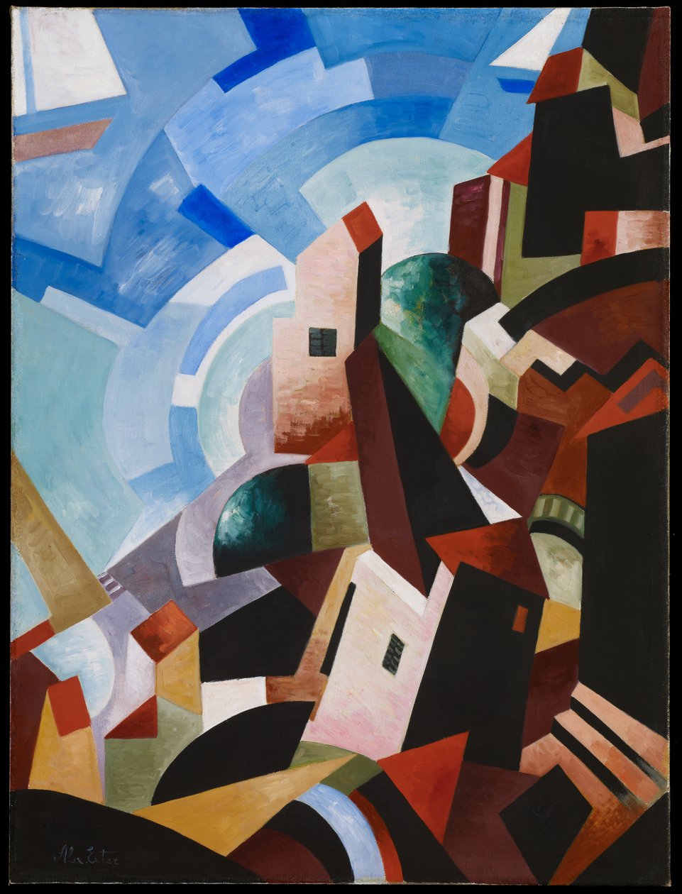 Cidade italiana à beira-mar, c.1917 (óleo e têmpera sobre tela) de Alexandra Alexandrowna Exter