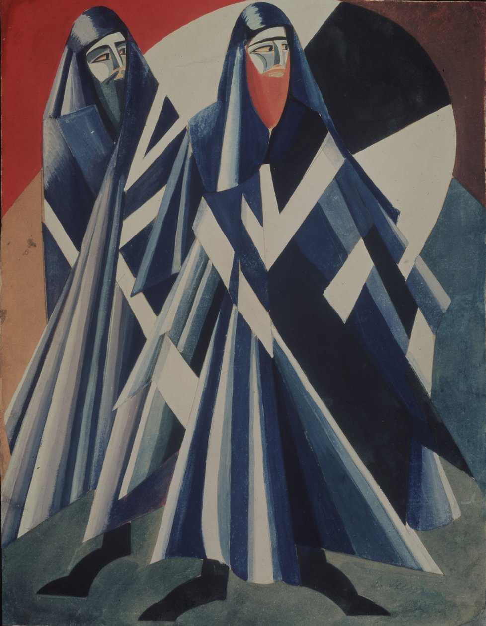 Judeus. Figurino da peça de teatro Salomé de O. Wilde, 1917 de Alexandra Alexandrowna Exter