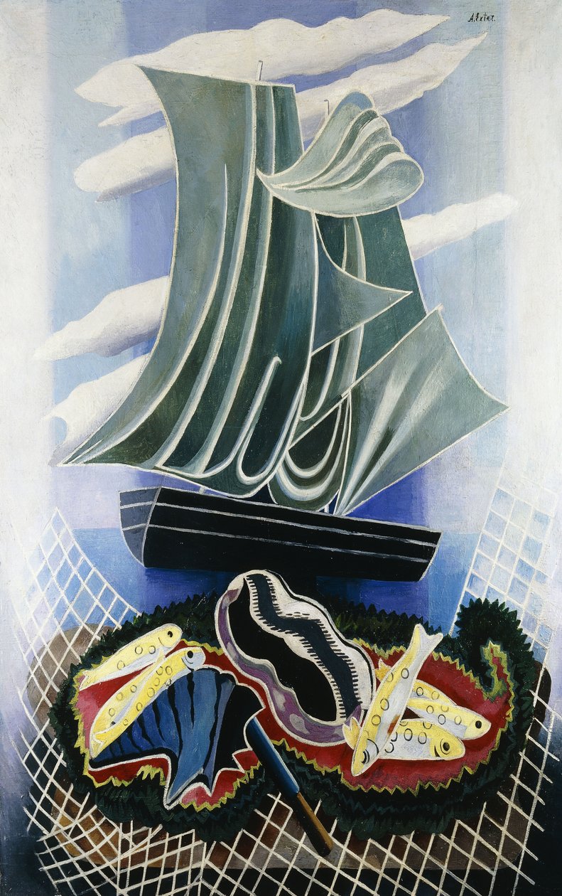 O barco; Le Bateau, c.1936 (óleo sobre tela) de Alexandra Alexandrowna Exter