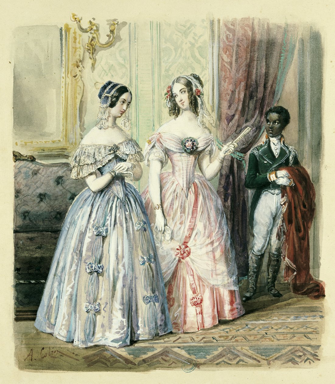Deixando para a bola, 1830-48 (wc no papel) de Alexandre Colin