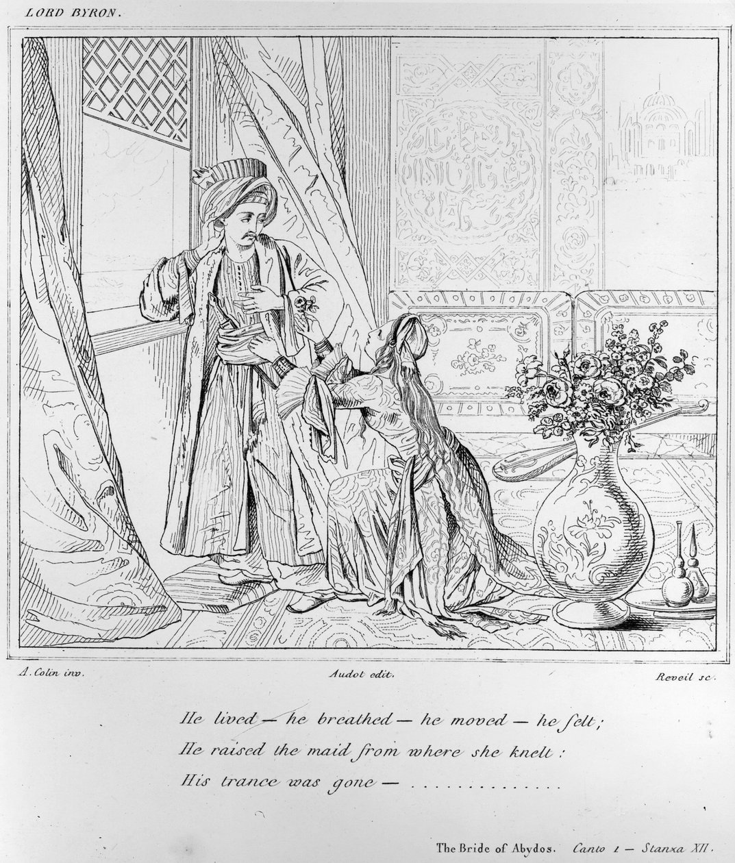 Cena da noiva de Abydos por Lord Byron de Alexandre Marie Colin
