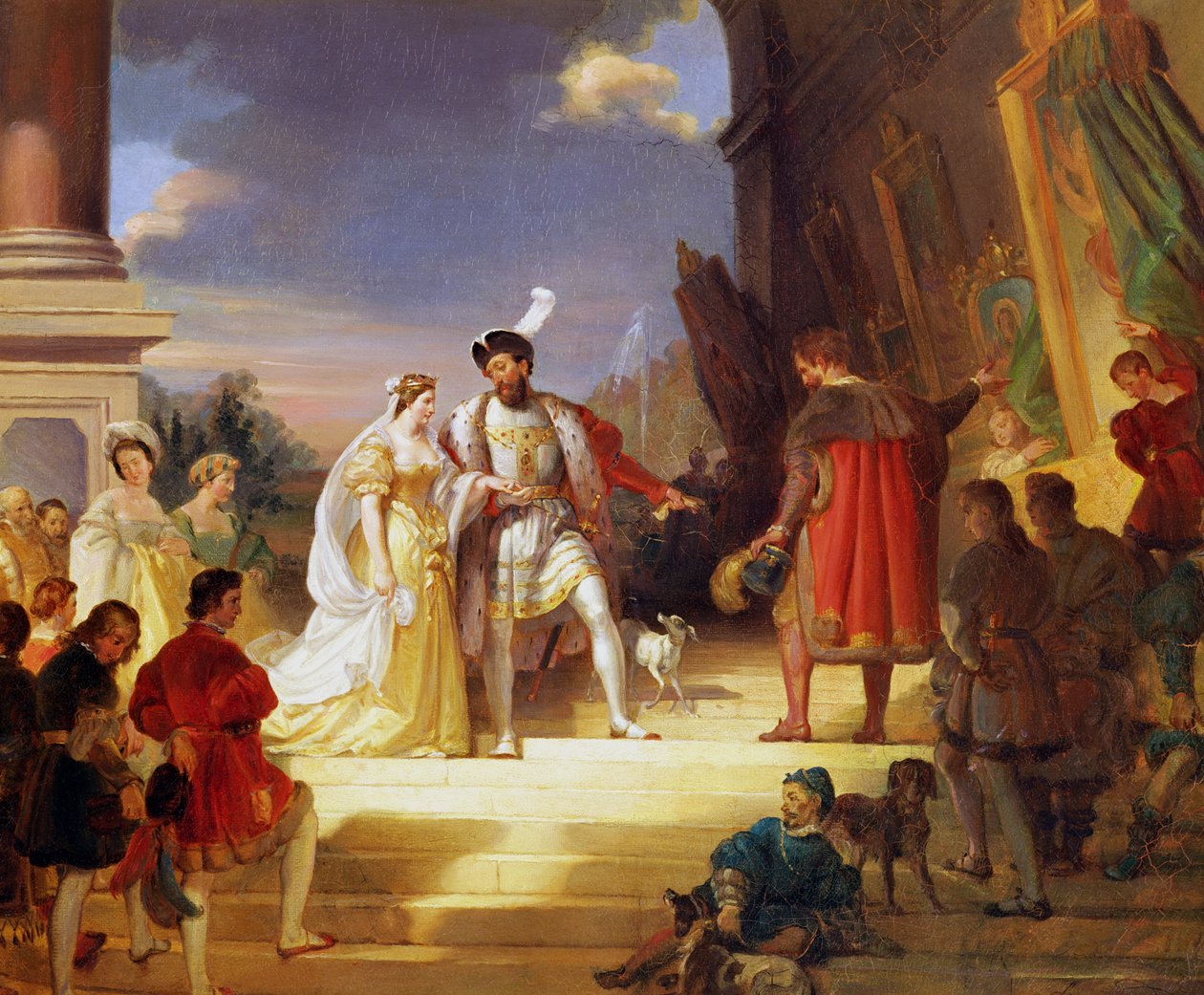 François I (1494-1547) com Leonardo da Vinci (1452-1519) de Alexandre Evariste Fragonard