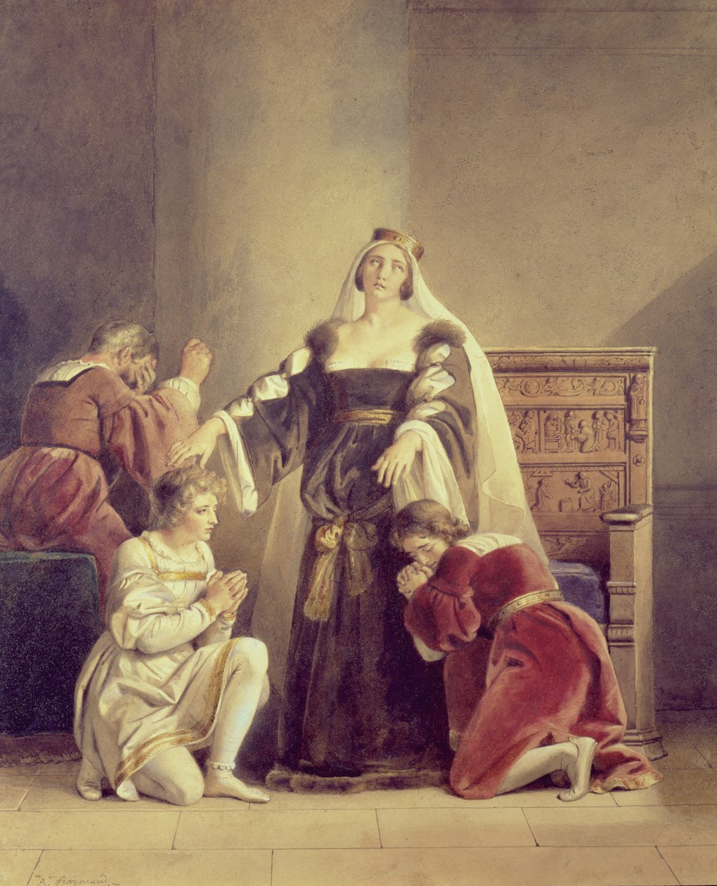 Rainha Elizabeth se despede de seus filhos no século XIX de Alexandre Evariste Fragonard