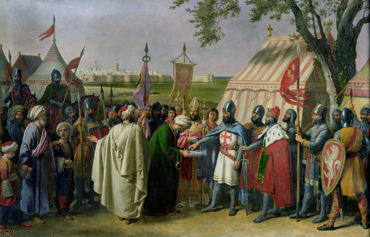 Conde de Trípoli aceitando a rendição da cidade de Tiro em 1124, 1840 de Alexandre Francois Caminade